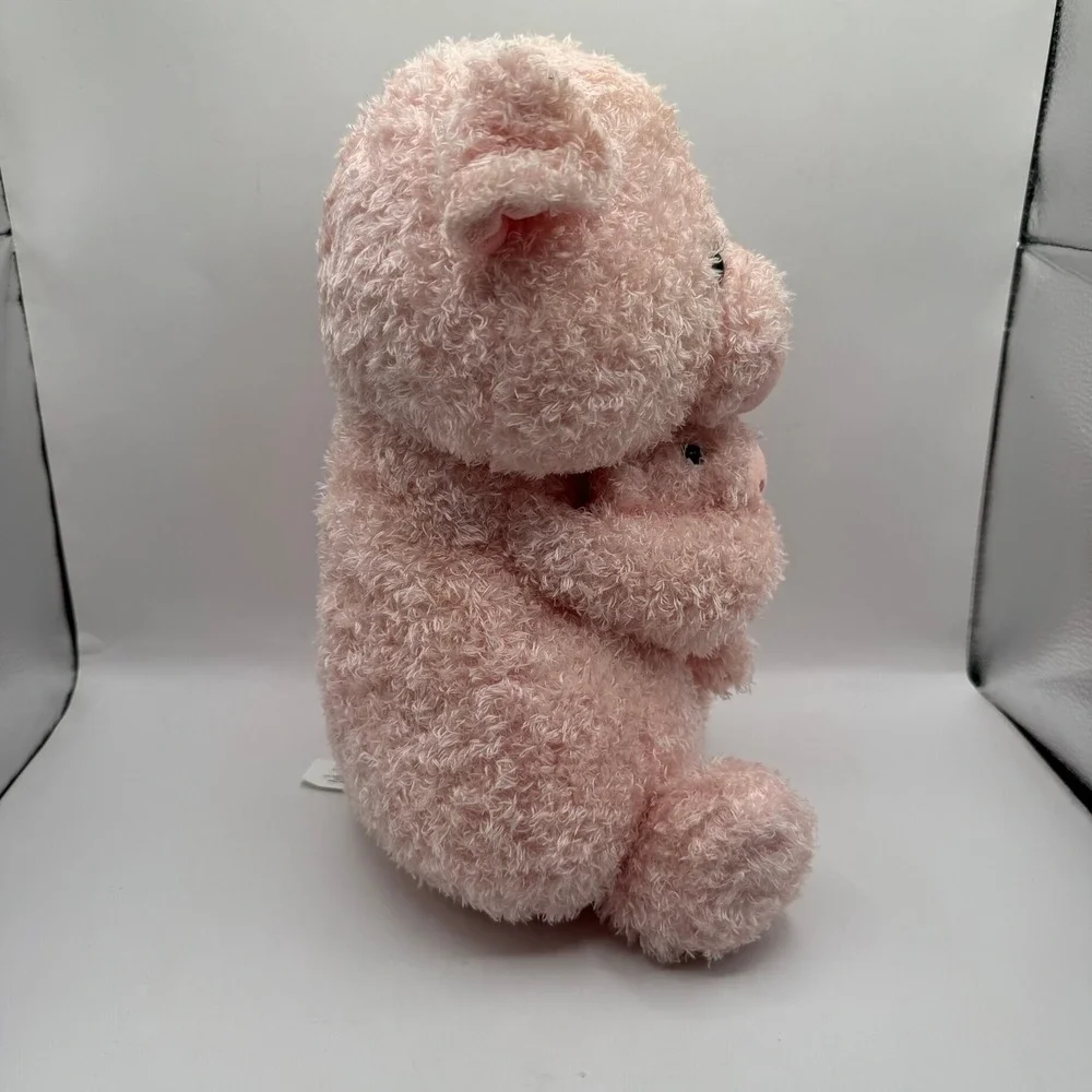 Walgreens Play Right Hug Me Plush Pink Curly Pig Holding Piglet Stuffed Animal